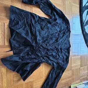 Madewell Black Eyelet Floral Top